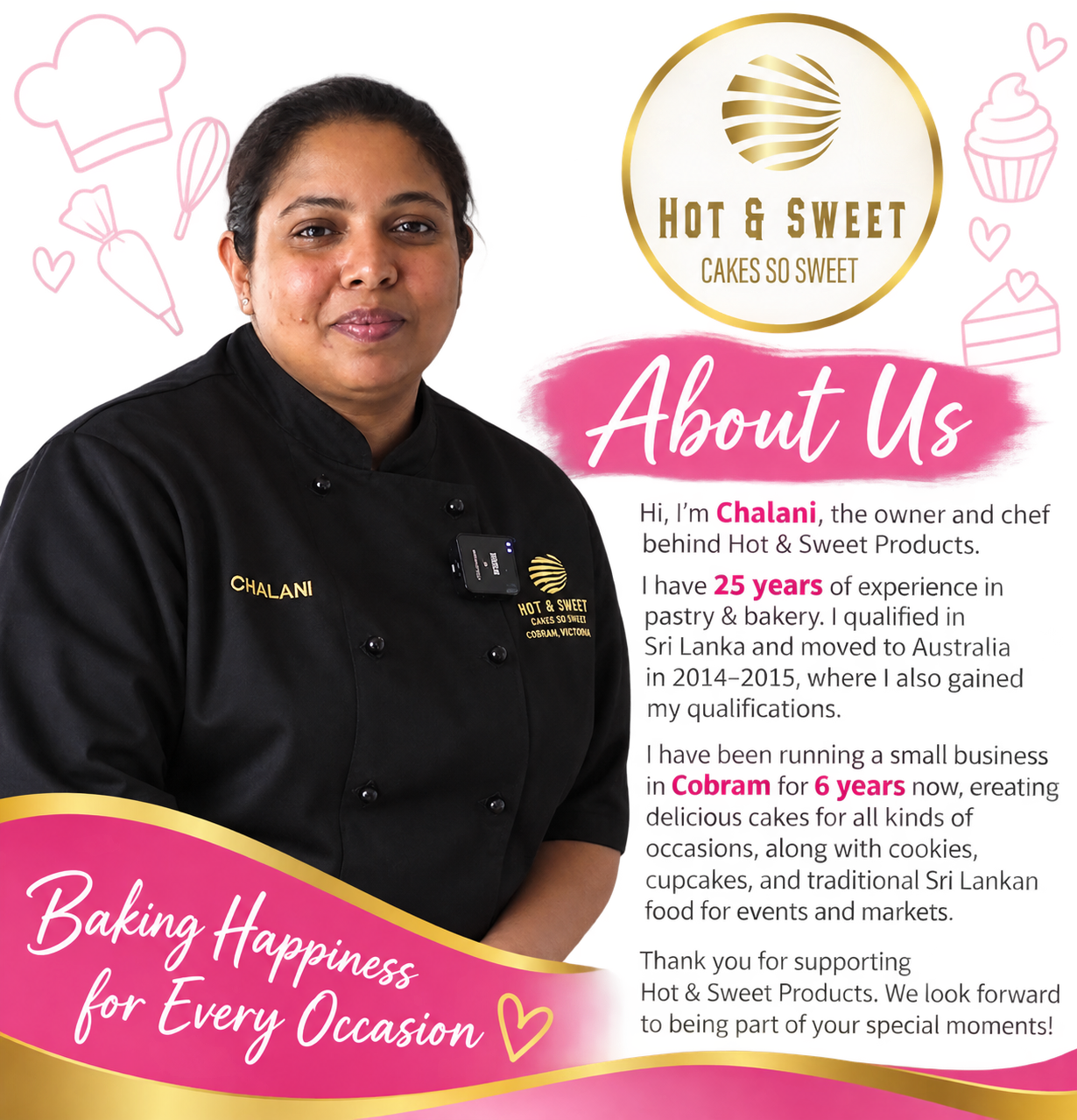 Chalani, owner and chef of Hot & Sweet Products